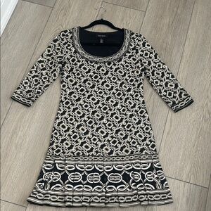 Elegant Long Sleeve Dress with Geometric Pattern